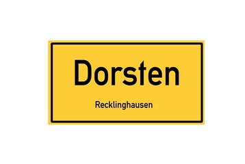 Isolated German city limit sign of Dorsten located in Nordrhein-Westfalen