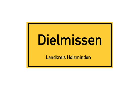 Isolated German city limit sign of Dielmissen located in Niedersachsen