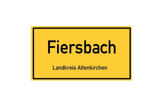 Isolated German city limit sign of Fiersbach located in Rheinland-Pfalz