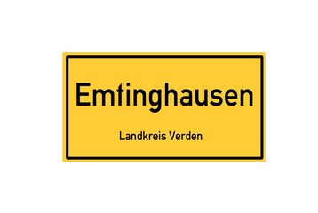 Isolated German city limit sign of Emtinghausen located in Niedersachsen