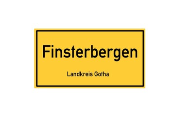 Isolated German city limit sign of Finsterbergen located in Th�ringen