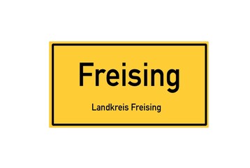 Isolated German city limit sign of Freising located in Bayern