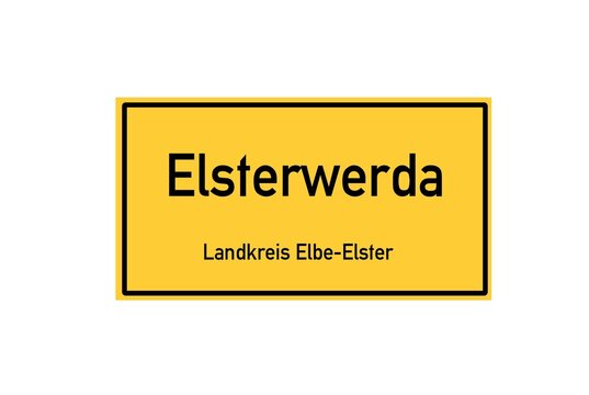 Isolated German city limit sign of Elsterwerda located in Brandenburg