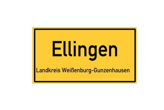Isolated German city limit sign of Ellingen located in Bayern