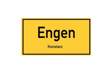 Isolated German city limit sign of Engen located in Baden-W�rttemberg