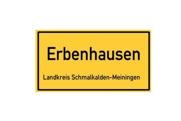 Isolated German city limit sign of Erbenhausen located in Th�ringen