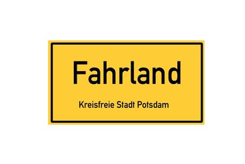 Isolated German city limit sign of Fahrland located in Brandenburg