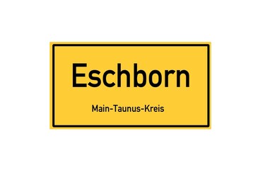 Isolated German city limit sign of Eschborn located in Hessen