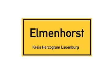Isolated German city limit sign of Elmenhorst located in Schleswig-Holstein