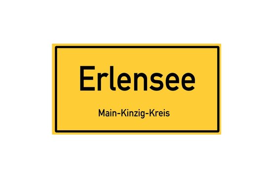Isolated German city limit sign of Erlensee located in Hessen