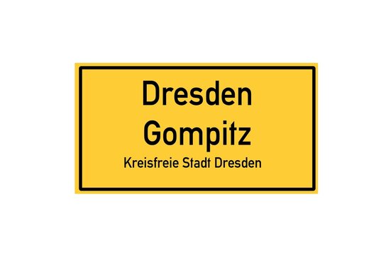 Isolated German city limit sign of Dresden Gompitz located in Sachsen