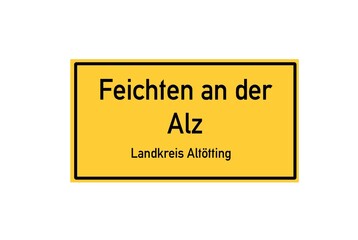 Isolated German city limit sign of Feichten an der Alz located in Bayern