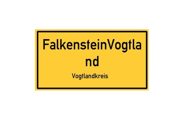 Isolated German city limit sign of FalkensteinVogtland located in Sachsen