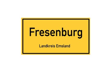 Isolated German city limit sign of Fresenburg located in Niedersachsen