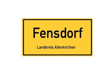 Isolated German city limit sign of Fensdorf located in Rheinland-Pfalz