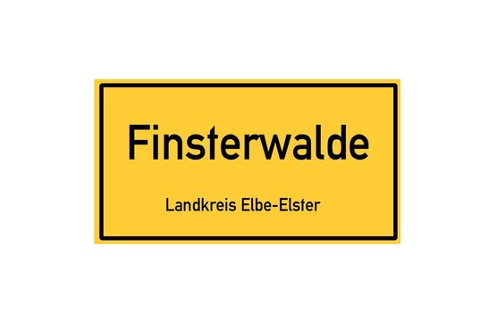 Isolated German city limit sign of Finsterwalde located in Brandenburg