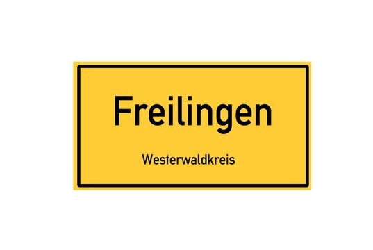 Isolated German city limit sign of Freilingen located in Rheinland-Pfalz