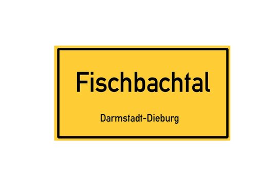 Isolated German city limit sign of Fischbachtal located in Hessen
