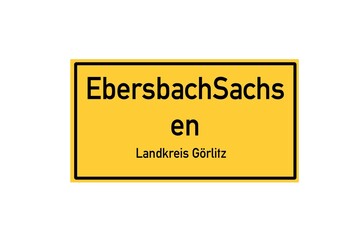 Isolated German city limit sign of EbersbachSachsen located in Sachsen