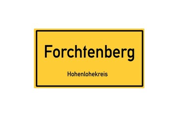 Isolated German city limit sign of Forchtenberg located in Baden-W�rttemberg