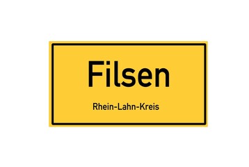 Isolated German city limit sign of Filsen located in Rheinland-Pfalz
