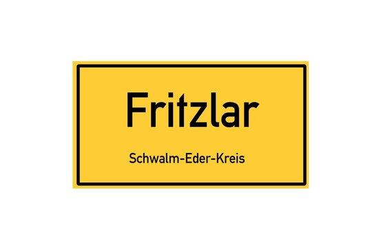 Isolated German city limit sign of Fritzlar located in Hessen