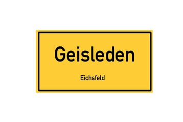 Isolated German city limit sign of Geisleden located in Th�ringen