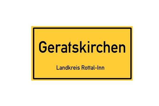 Isolated German city limit sign of Geratskirchen located in Bayern