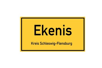 Isolated German city limit sign of Ekenis located in Schleswig-Holstein