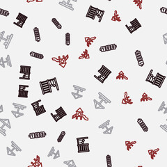 Set line Swedish wall, Education logic game, Sandbox with sand and Slide playground on seamless pattern. Vector