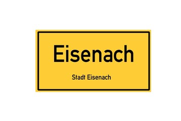 Isolated German city limit sign of Eisenach located in Th�ringen