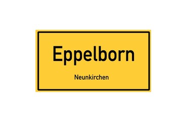 Isolated German city limit sign of Eppelborn located in Saarland