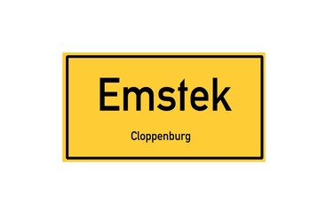 Isolated German city limit sign of Emstek located in Niedersachsen