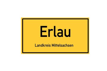 Isolated German city limit sign of Erlau located in Sachsen
