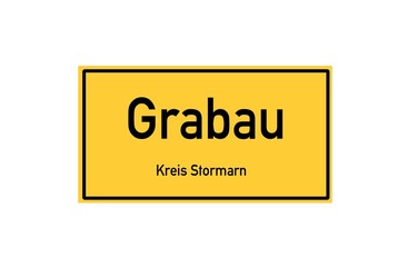 Isolated German city limit sign of Grabau located in Schleswig-Holstein
