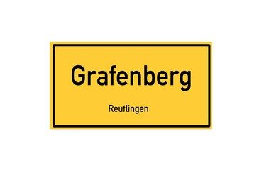 Isolated German city limit sign of Grafenberg located in Baden-W�rttemberg