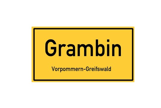 Isolated German city limit sign of Grambin located in Mecklenburg-Vorpommern