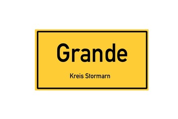 Isolated German city limit sign of Grande located in Schleswig-Holstein