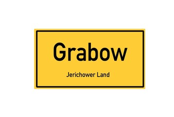 Isolated German city limit sign of Grabow located in Sachsen-Anhalt