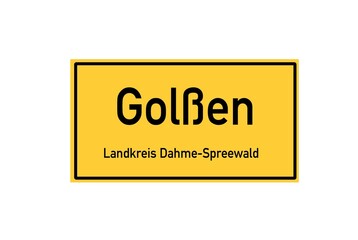Isolated German city limit sign of Golßen located in Brandenburg