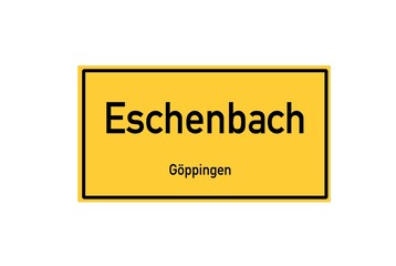 Isolated German city limit sign of Eschenbach located in Baden-W�rttemberg