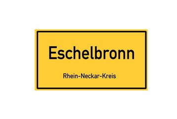 Isolated German city limit sign of Eschelbronn located in Baden-W�rttemberg