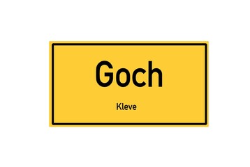 Isolated German city limit sign of Goch located in Nordrhein-Westfalen