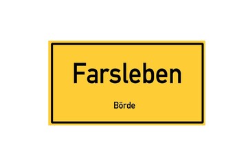 Isolated German city limit sign of Farsleben located in Sachsen-Anhalt