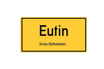 Isolated German city limit sign of Eutin located in Schleswig-Holstein
