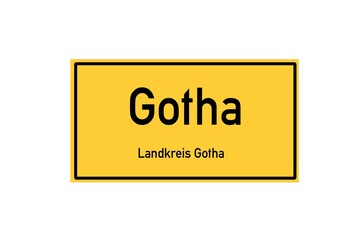 Isolated German city limit sign of Gotha located in Th�ringen