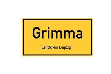 Isolated German city limit sign of Grimma located in Sachsen