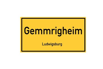 Isolated German city limit sign of Gemmrigheim located in Baden-W�rttemberg