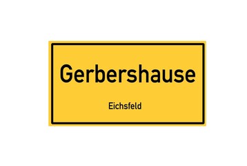 Isolated German city limit sign of Gerbershausen located in Th�ringen