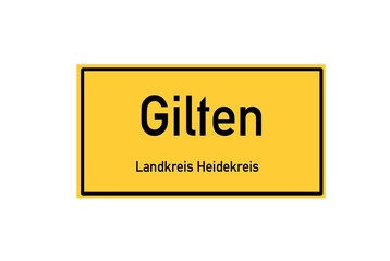 Isolated German city limit sign of Gilten located in Niedersachsen
